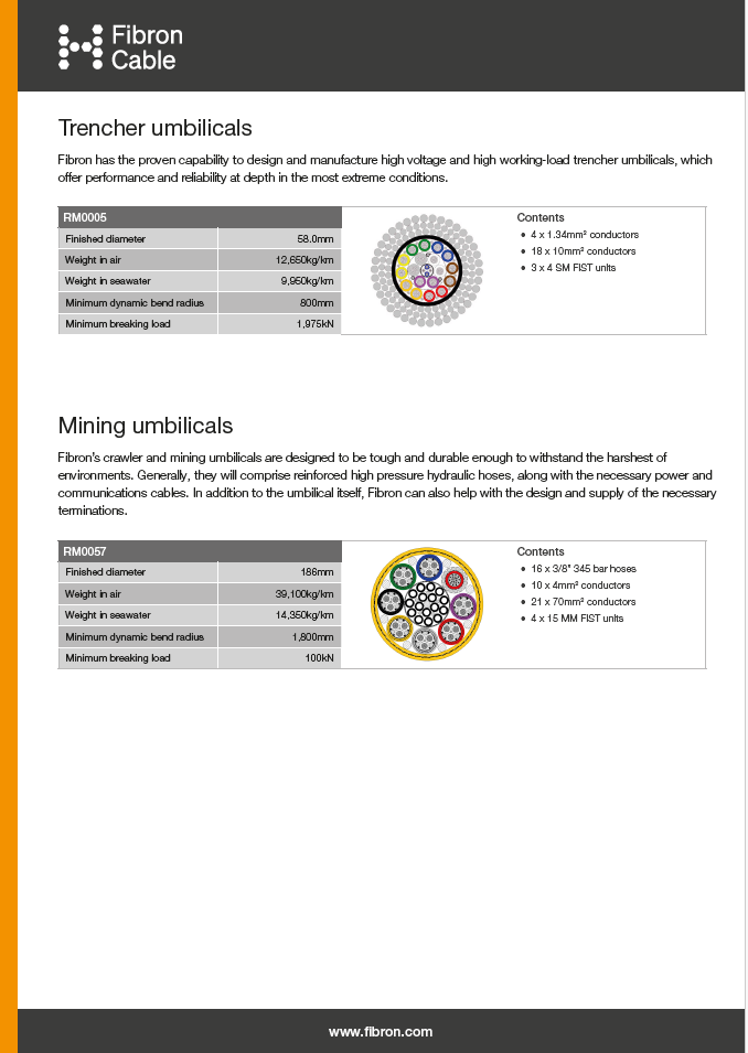 Trencher umbilicals